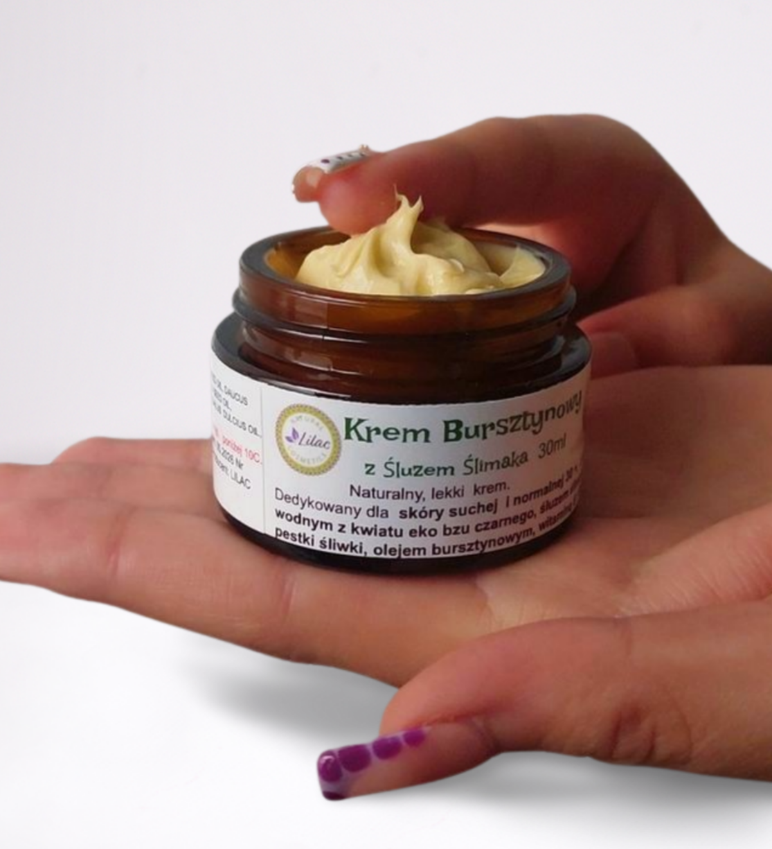 lilac natural cosmetics krem bursztynowy z slezem slimaka 1