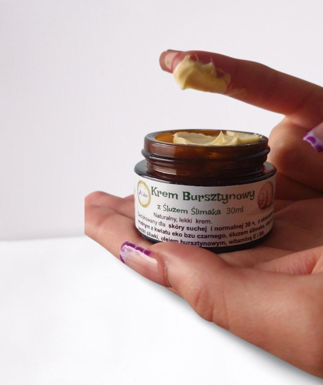 lilac natural cosmetics krem bursztynowy z sluzem slimaka 1