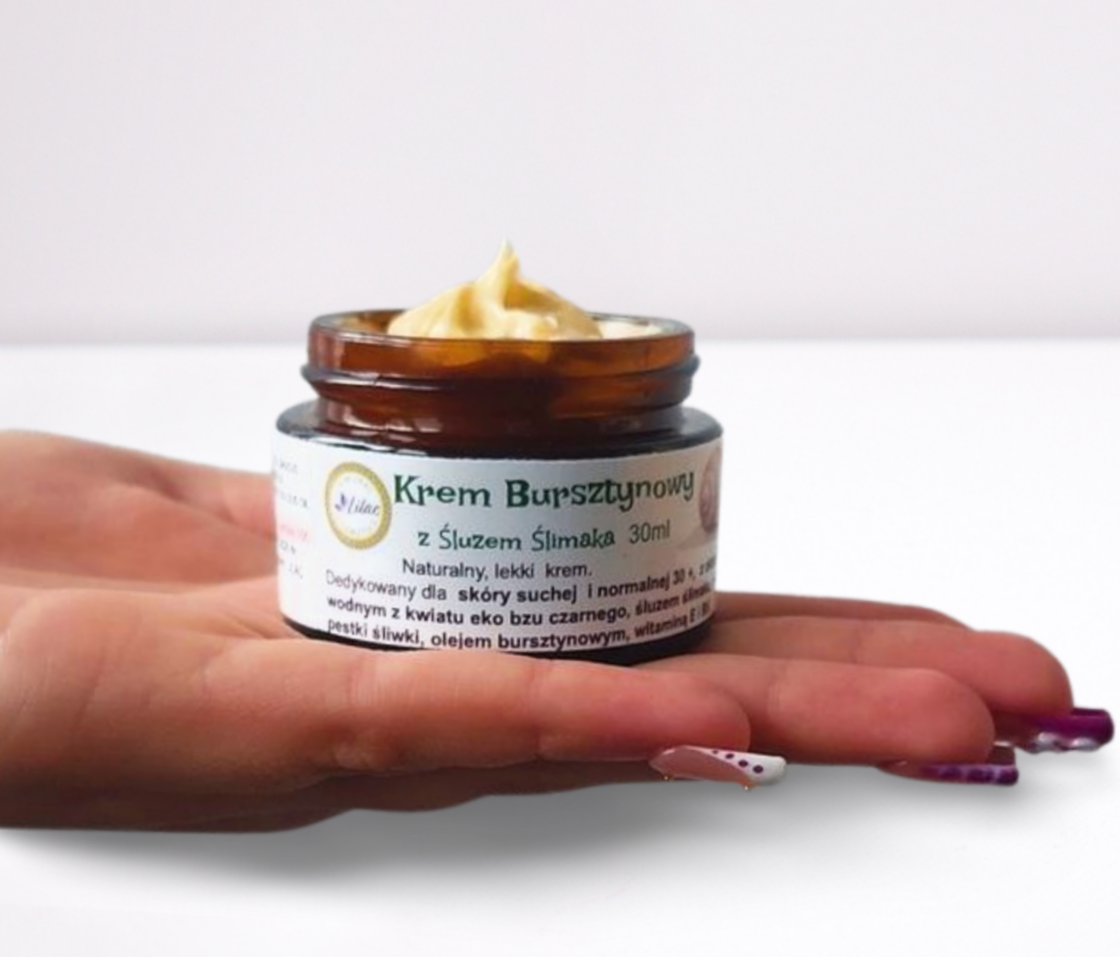 lilac natural cosmetics krem bursztynowy z sluzem slimaka 2